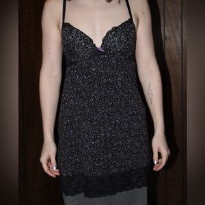 Leopard Print Black and Purple Slip Dress